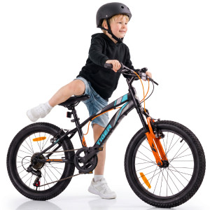 20 tuuman pojan kevyt MTB-pyörä Shimano 6 vaihteella Tiger Bike oranssi ja musta