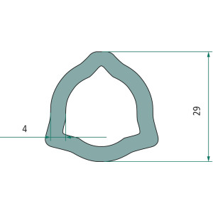 Rura profilowa wewnętrzna wałka odbioru mocy trójkąt fi 29 mm 4 mm 1,5 m