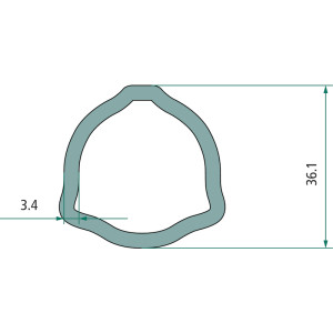 Rura profilowa zewnętrzna wałka odbioru mocy trójkąt fi 36,1 mm 3,4 mm 1,5m