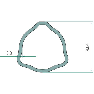 Rura profilowa zewnętrzna wałka odbioru mocy trójkąt fi 43,4 mm ,3,3mm 1,5m