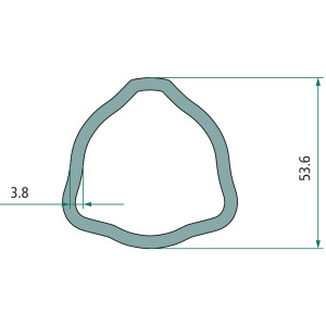Rura profilowa zewnętrzna wałka odbioru mocy trójkąt fi 53,6 mm 3,8 mm 1,5m