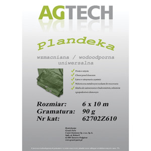 Plandeka wzmacniana wodoodporna kolor zielony 6x10 mm gramatura 90 PL90610