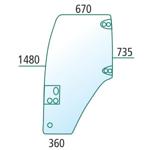 Szyba CASE JX 55 60 65 70 75 80 drzwi LEWA 87620234