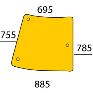 Szyba JOHN DEERE 5220 5320 5420 narożnikowa prawa R201575, SU33102