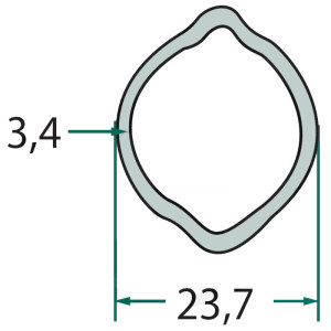 Rura profilowa wewnętrzna wałka odbioru mocy cytryna fi 23,7 mm 3,4 mm 1,5m