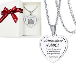 Prezent Prezent dla Babci Zawieszka Serce z Grawerem - Na urodziny - Na święta - Na imieniny - Na okazję