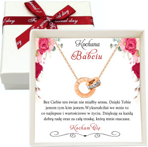 Prezent Naszyjnik Kółka Celebrytka Damska Prezent dla Babci na Dzień Babci - Na urodziny - Na święta - Na imieniny - Na okazję