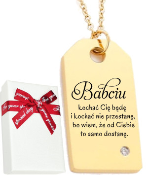Prezent Złoty Personalizowany Naszyjnik dla Babci - Na urodziny - Na święta - Na imieniny - Na okazję