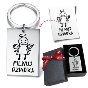 Prezent Breloczek Dla Dziadka Rysunek od Wnuka Wnuczki Prezent - Na urodziny - Na święta - Na imieniny - Na okazję