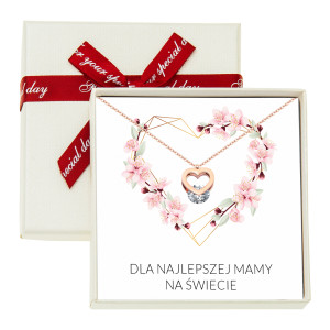 Prezent Naszyjnik Celebrytka dla Mamy Serce Diament - Na urodziny - Na święta - Na imieniny - Na okazję