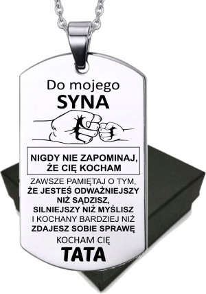 Prezent Personalizowany Nieśmiertelnik Prezent dla Syna od Taty - Na urodziny - Na święta - Na imieniny - Na okazję