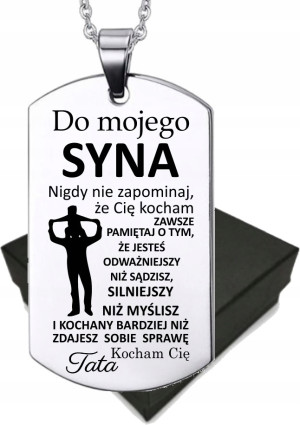 Prezent Zawieszka Nieśmiertelnik z Grawerem dla Syna - Na urodziny - Na święta - Na imieniny - Na okazję
