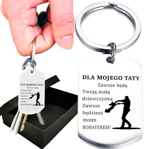 Prezent Brelok ze Stali Chirurgicznej z Grawerem dla Taty od Córki - Na urodziny - Na święta - Na imieniny - Na okazję
