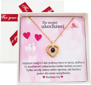 Prezent Naszyjnik Serce z Magicznym Szkiełkiem Dla Ukochanej - Na urodziny - Na święta - Na imieniny - Na okazję