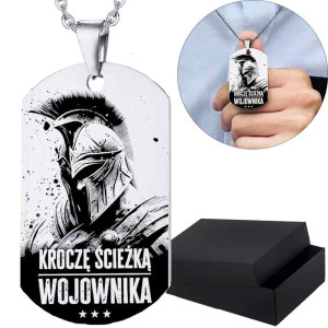 Prezent Motywacyjny Naszyjnik Nieśmiertelnik Dla Niego "Kroczę Ścieżką Wojownika" - Na urodziny - Na święta - Na imieniny - Na okazję