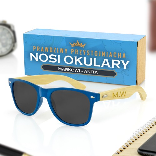 Okulary przeciwsłoneczne z grawerem inicjałów - Koronowany