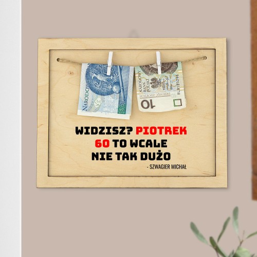 Ramka na pieniądze z nadrukiem dedykacji - 60 urodziny
