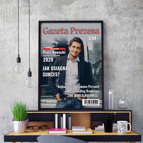 Plakat w ramce (30x40 cm) okładka z magazynu ze zdjęciem - Najlepszy Prezes