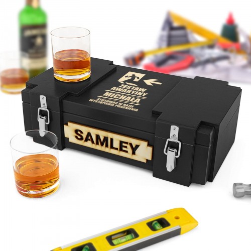 Skrzynka na alkohol z dwoma szklankami dla niego - SAMLEY