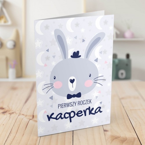 Kartka z życzeniami dla chłopca - Króliczek