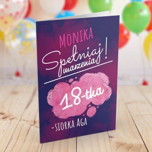 Kartka na 18-stkę dla siostry - Spełniaj marzenia