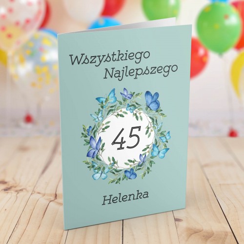 Kartka na 45 urodziny dla niej - Motyle