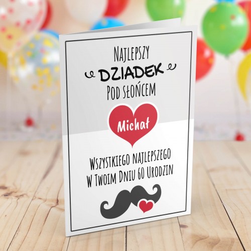 Kartka z personalizacją na 60 urodziny dla dziadka - Najlepszy pod słońcem