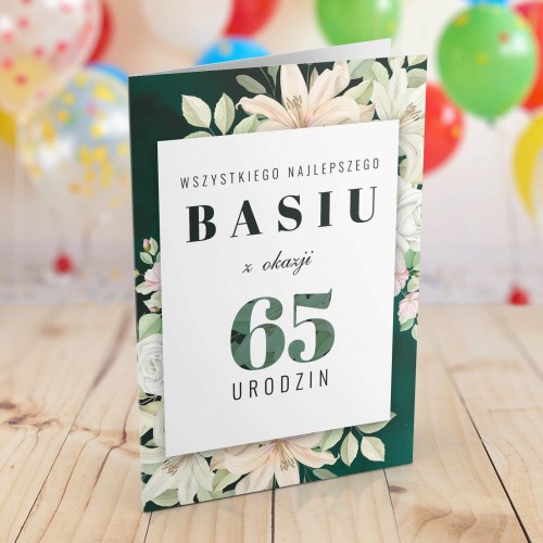 Kartka na 65 urodziny dla niej - Z imieniem