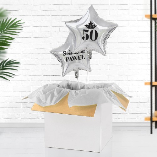 Balony z helem w pudełku na 50 urodziny dla niego - Solenizant