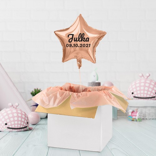 Balon z helem i życzeniami w pudełku na urodziny - Gwiazda