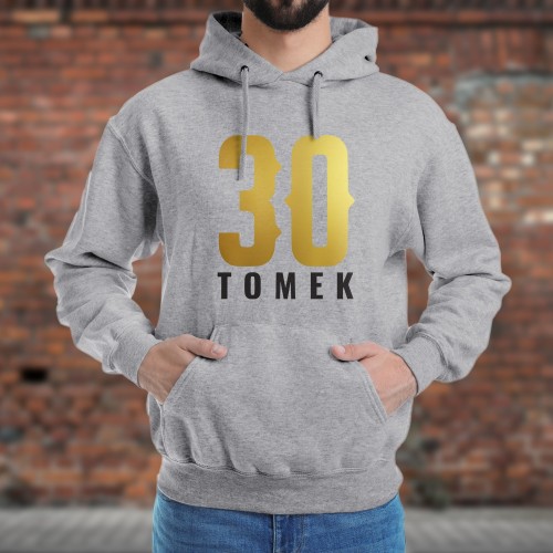 Bluza z kapturem i nadrukiem na 30 urodziny Rozmiar L - Zmiana kodu