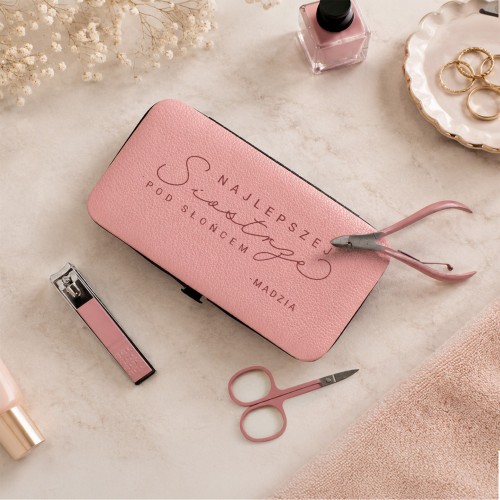 Zestaw do manicure w etui z nadrukiem dla siostry - Najlepsza pod słońcem