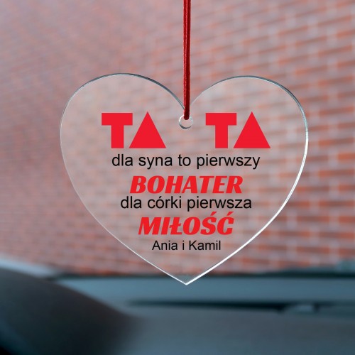 Zawieszka do auta z nadrukiem dla taty - Bohater