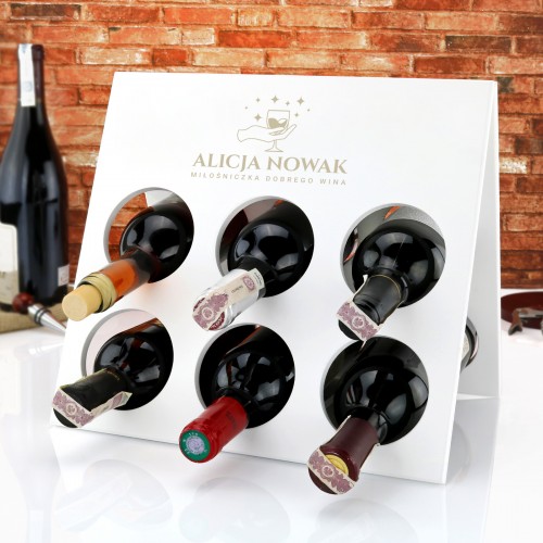 Stojak na wino drewniany z grawerem dla niej - Miłośniczka wina