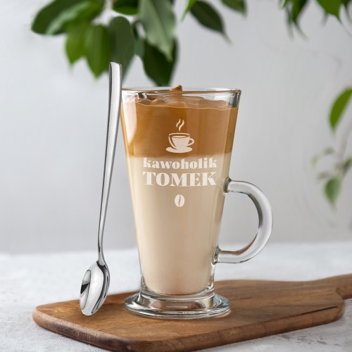 Szklanka do latte z grawerem dla niego - Kawoholik
