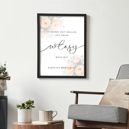 Plakat w ramce (30x40 cm) dla fryzjerki - Idealna fryzura