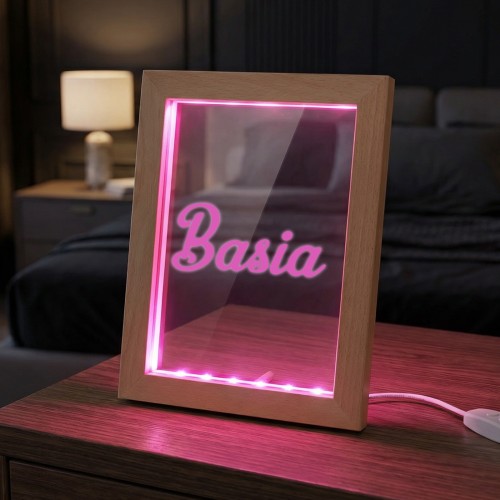 Ramka drewniana LED z nadrukiem dla niej - Sweet girl
