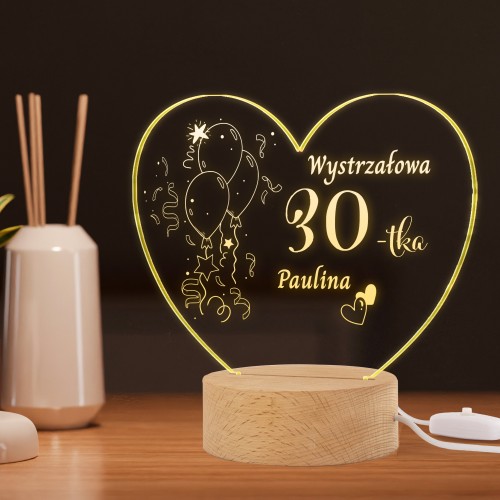 Lampka LED z nadrukiem na 30 urodziny dla niej - Jesteś wystrzałowa