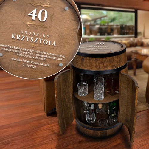 Barek beczka na alkohol na 40 urodziny dla niego – personalizowany prezent Degustator