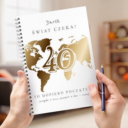 Notes z nadrukiem na 40 urodziny dla globtrotera - Świat czeka