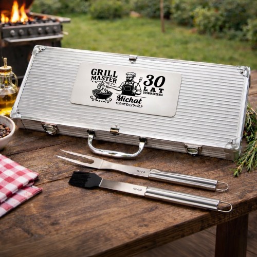Zestaw akcesoriów do grilla z grawerem na 30 urodziny - Grill master