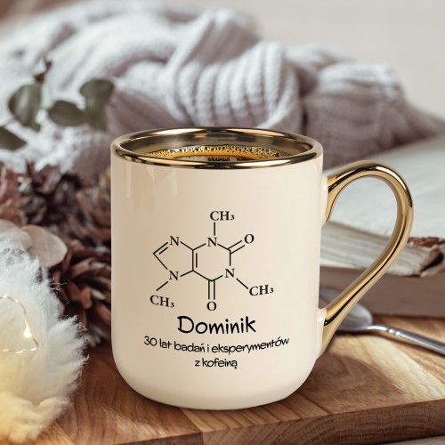 Kubek ze złotym uchem dla chemika - Moc kofeiny