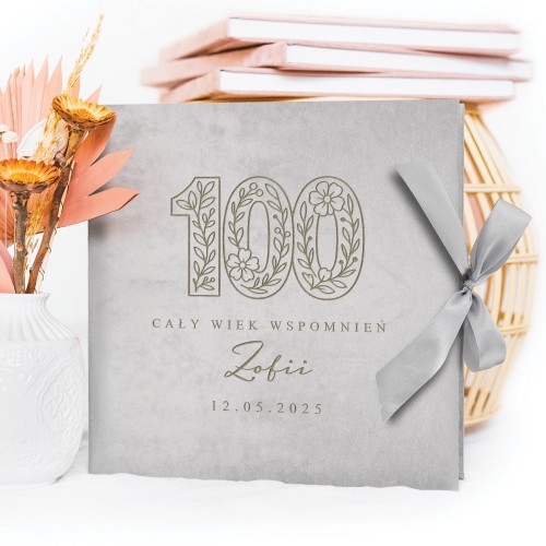 Album na zdjęcia welurowy z grawerem na 100 urodziny - Wiek wspomnień