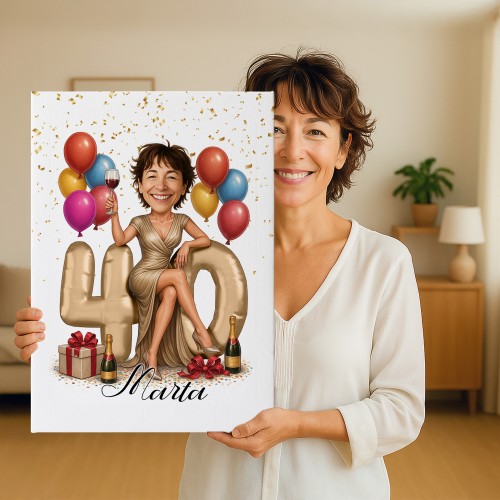 Karykatura ze zdjęcia (50x70 cm) na urodziny dla niej - Zwierciadło