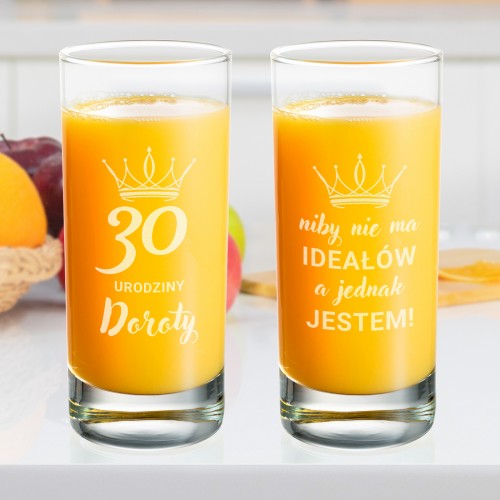 Zestaw szklanek na 30 urodziny z grawerem dla niej - Szklany duet