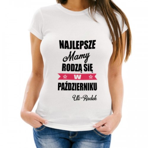 Koszulka damska z nadrukiem dla mamy Rozmiar M - Najlepsze mamy