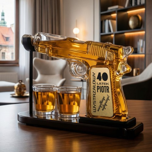 Zestaw do whisky karafka pistolet z kieliszkami na 40 urodziny - Wystrzałowy