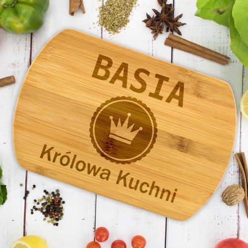 Deska bambusowa do krojenia z grawerem - Królowa Kuchni