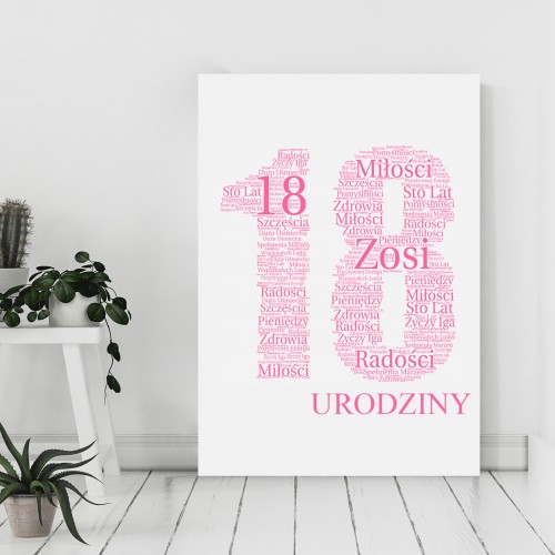 Obraz na płótnie 30x40 cm ze słów na 18 urodziny - Miłość i radość
