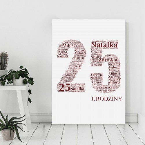 Obraz na płótnie z Twoich słów - 25-te urodziny